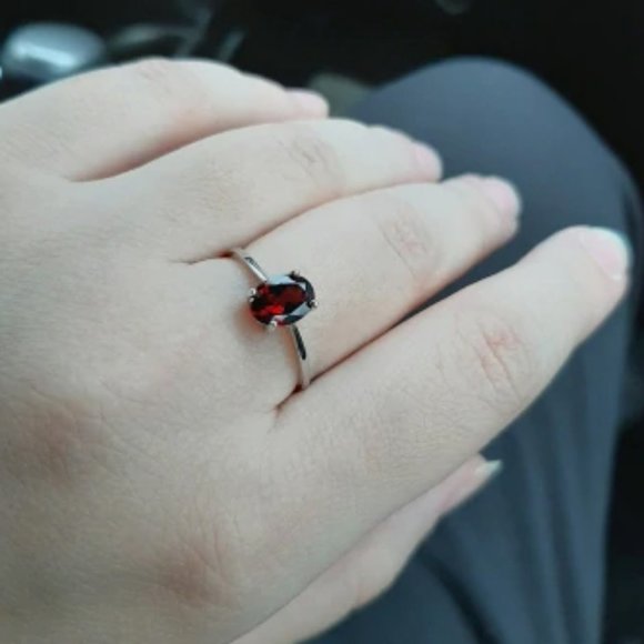 Genuine Garnet Sterling Silver Ring - Picture 4 of 4